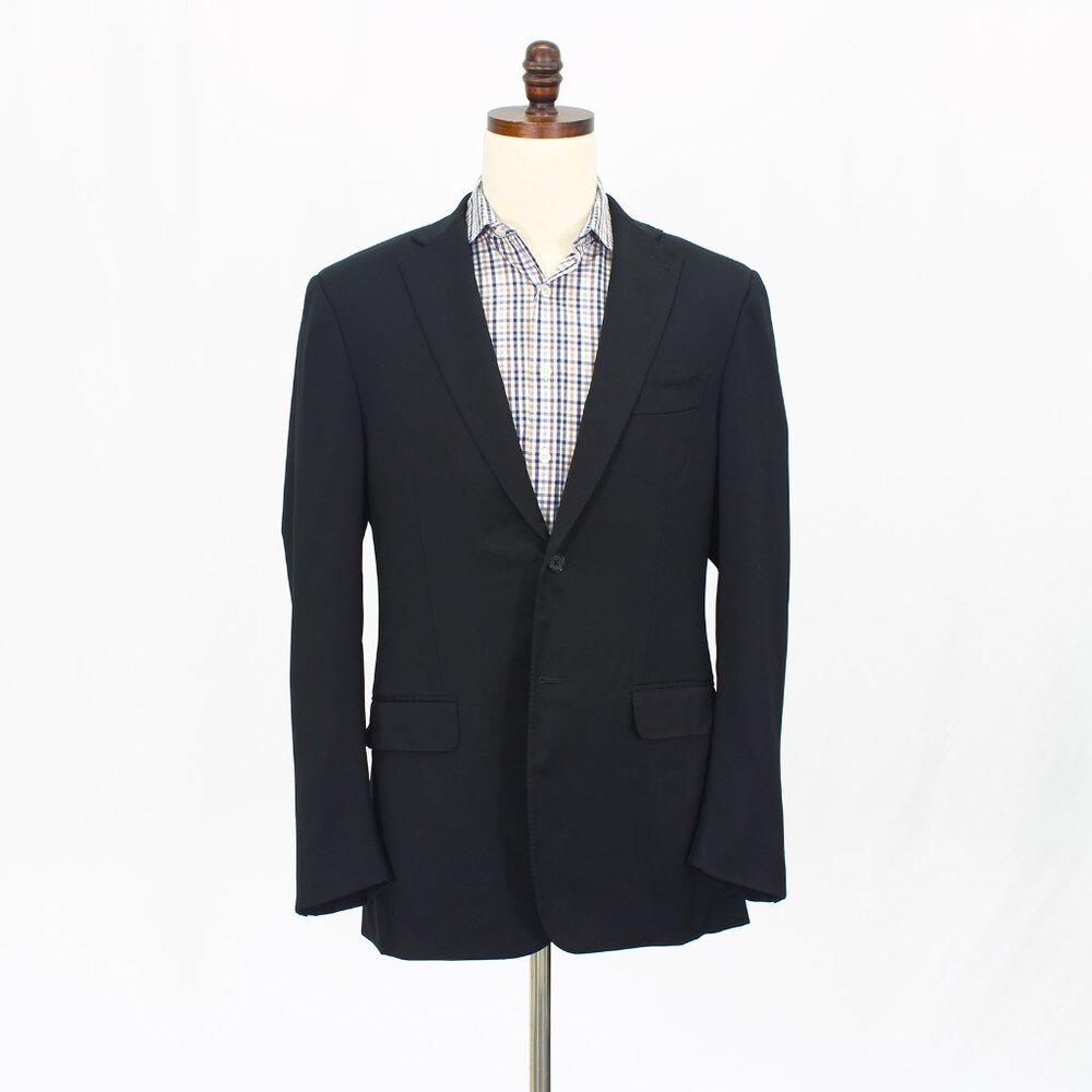 ISAIA 40L Black Blazer Sport Coat Jacket 2-Button Solid Y302